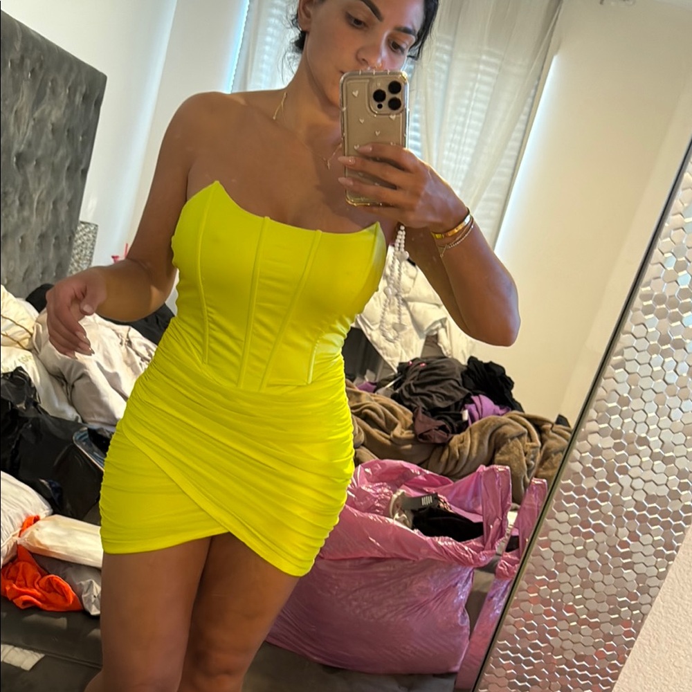 Vibrant Yellow Strapless Dress